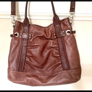 B. Makowsky Brown Leather Shoulder Bag Tote